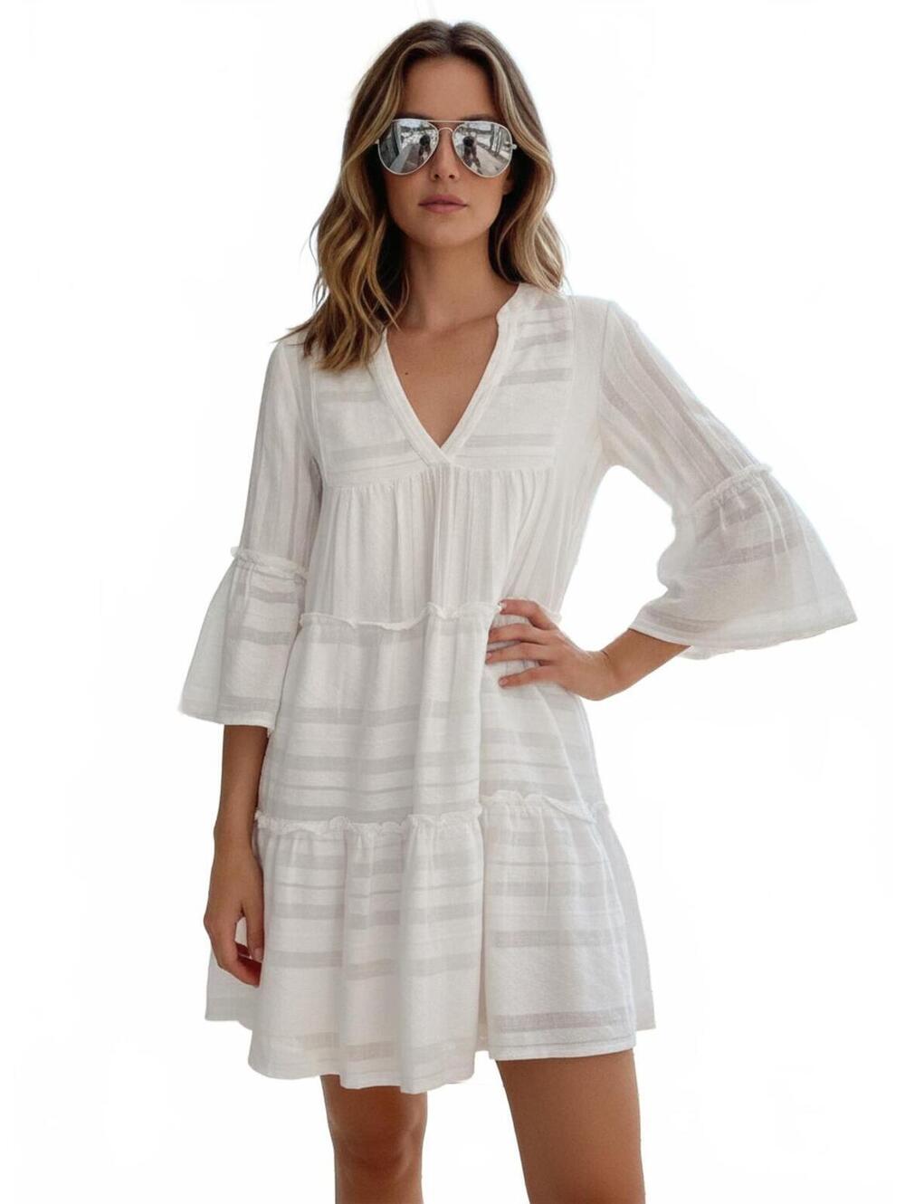 Accessorize London Women's XS White Tiered Beach Dress Cover-Up